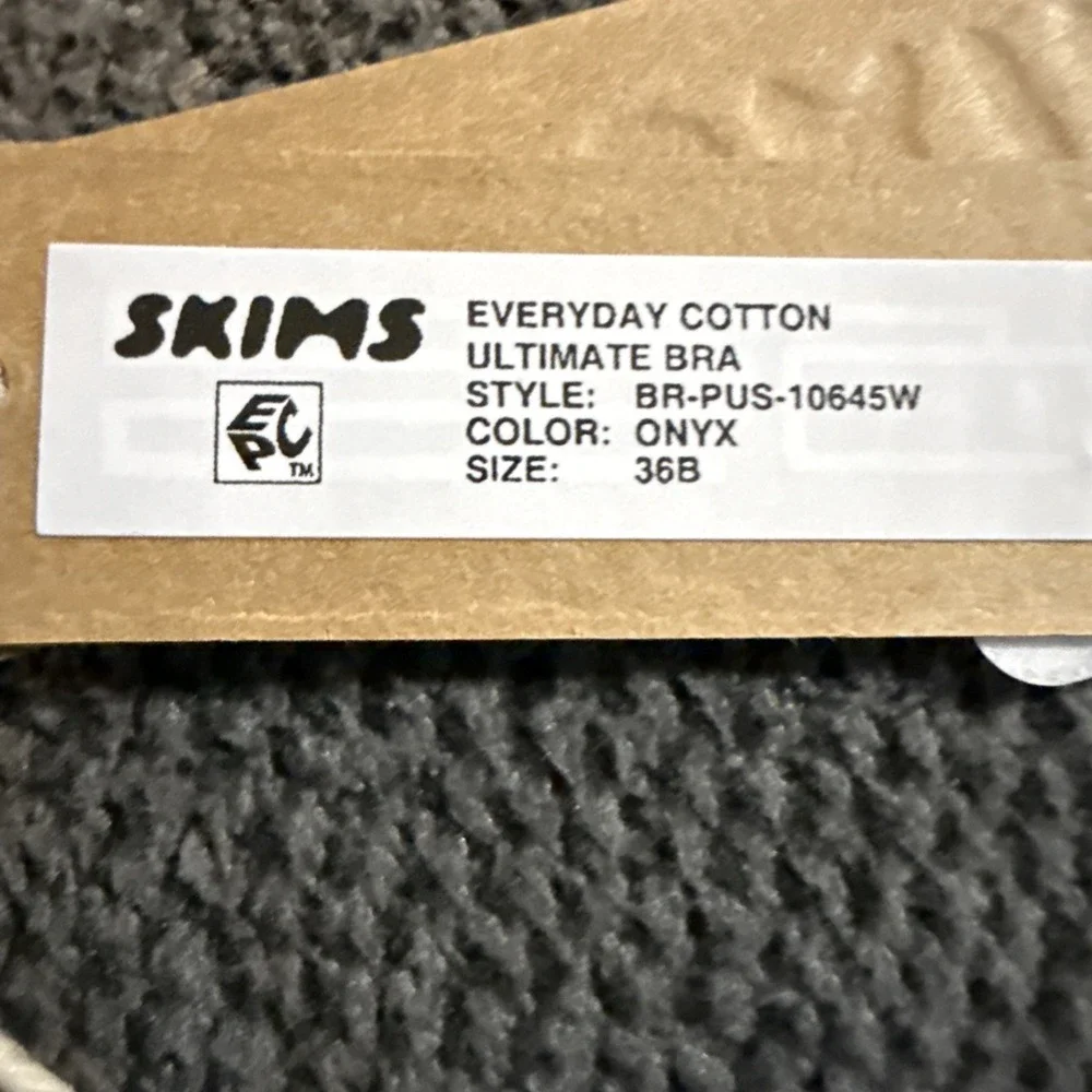 Skims Everyday Cotton Ultimate Bra - New - Onyx - 36B